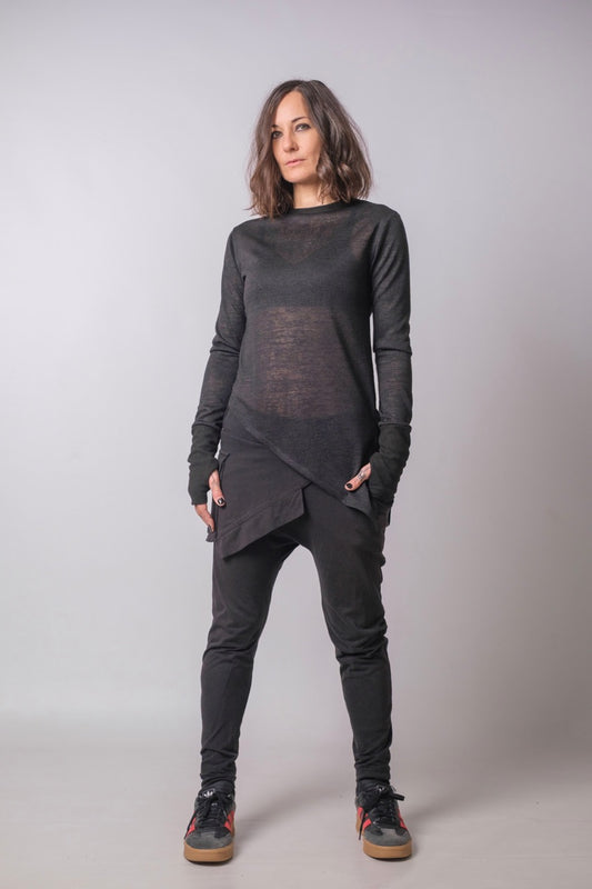 Soft Rebellion Semi Sheer Asymmetrical Longsleeve