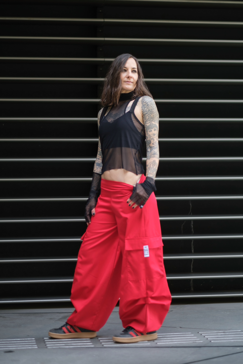 The Brat Wide Leg Cargo Pants in Fire Red