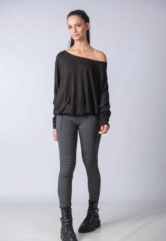 Women's Oversized Off The Shoulder Cotton Knitted Top