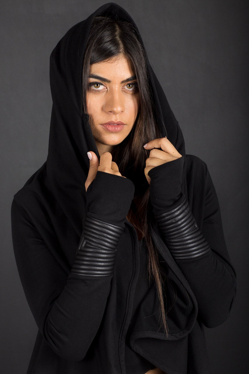 Black Cyberpunk Hooded Jacket
