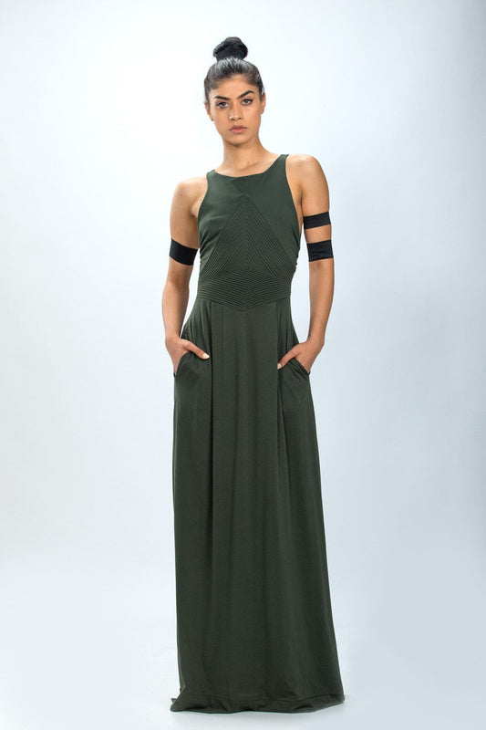 Women's Backless Long Light Cotton Lycra Dress