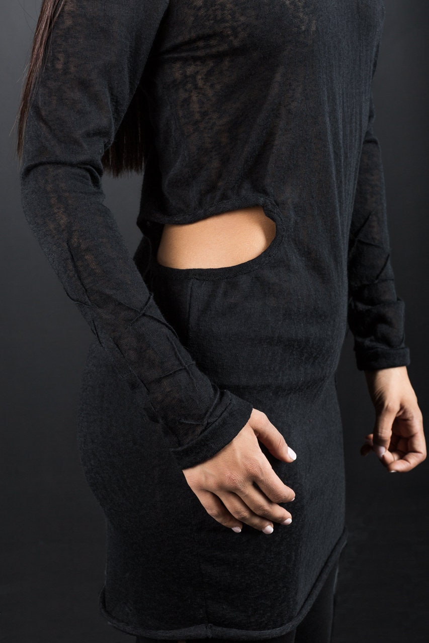 Edgy Long Sleeve Top With Side Splits