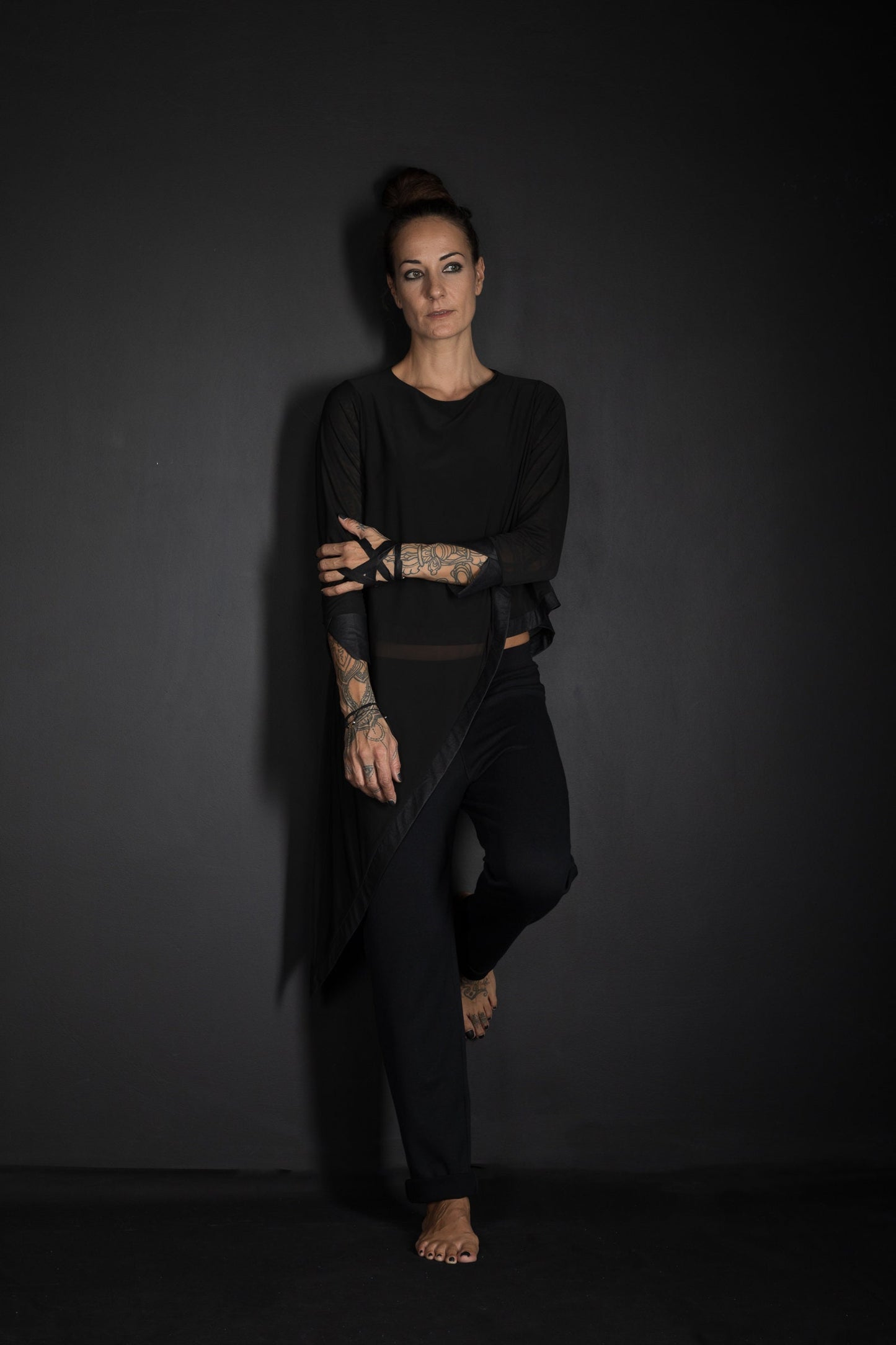 Basic Elastic Waist Back Pockets Pants