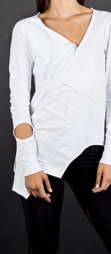 Asymmetric Women's Zip Blouse