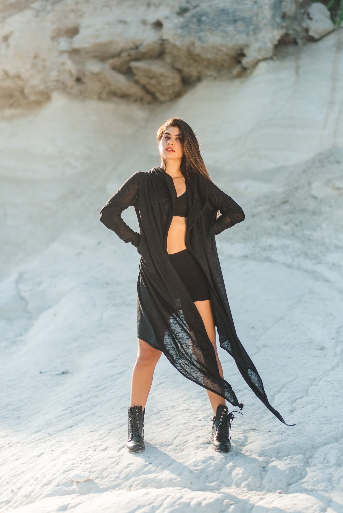 Women's Hooded Asymmetric Cardigan