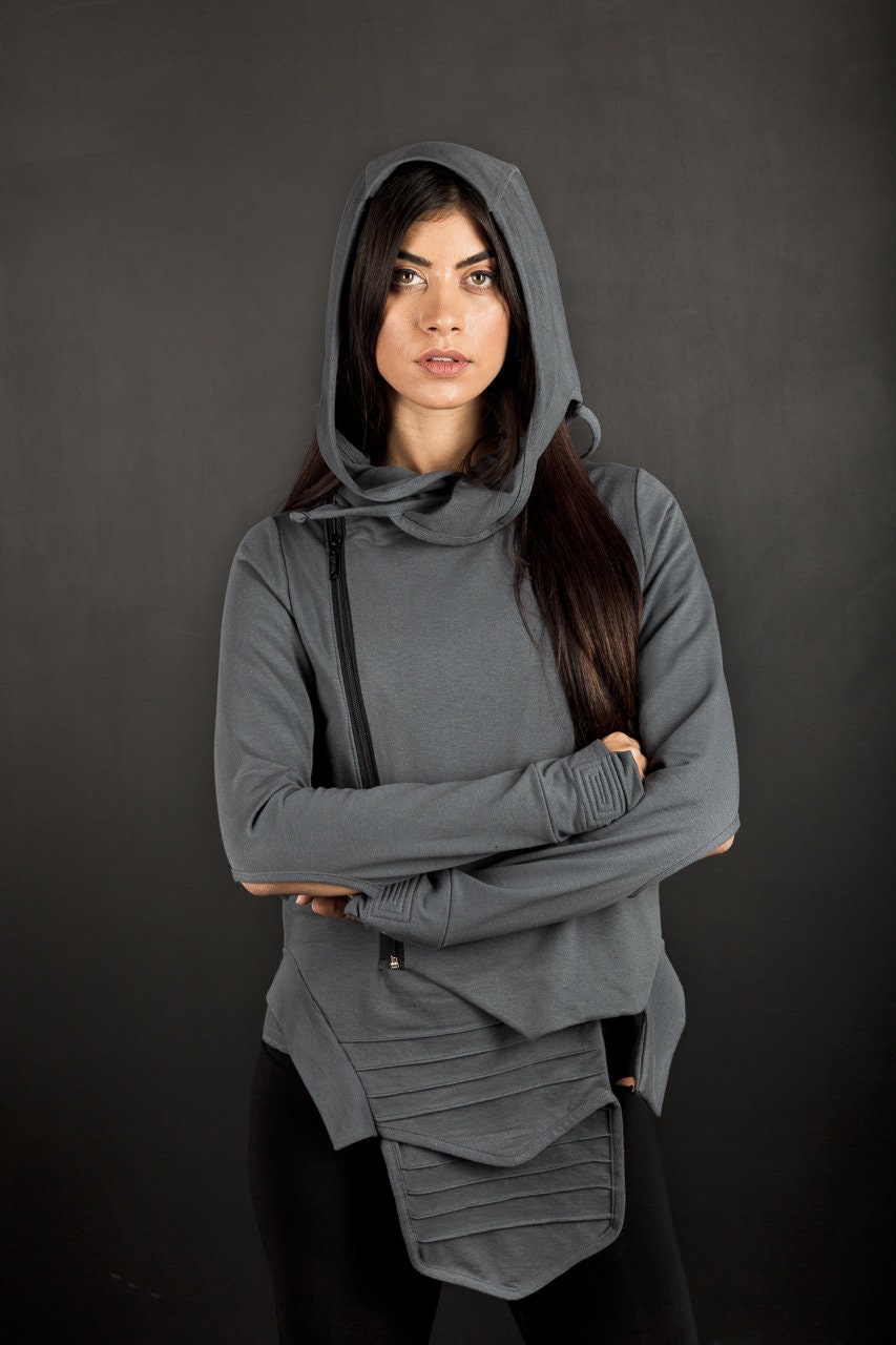 Futuristic Cotton Zip Hoodie