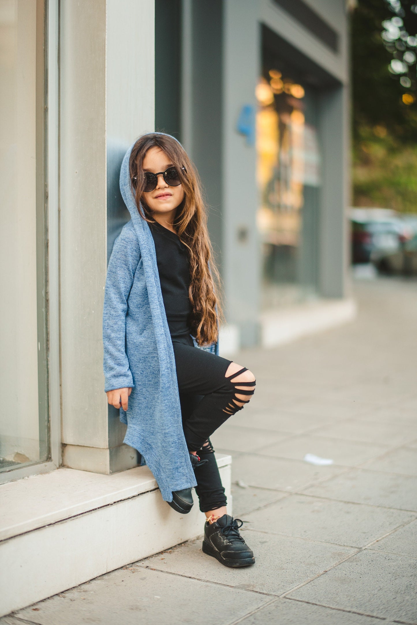 Girls Cotton Ripped Leggings