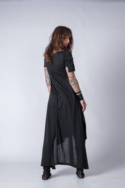 Asymmetric Short Sleeve Long Dress