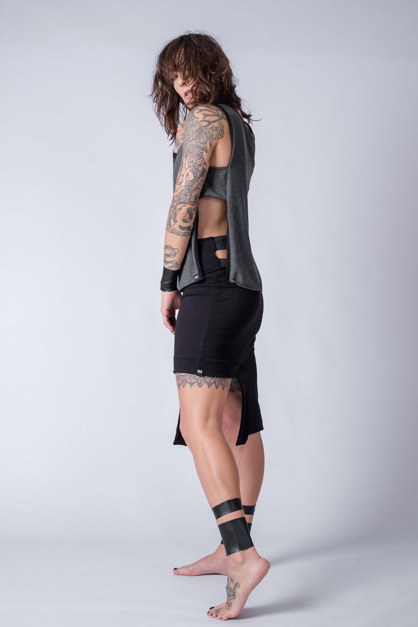 High Waist Asymmetric Mini Skirt