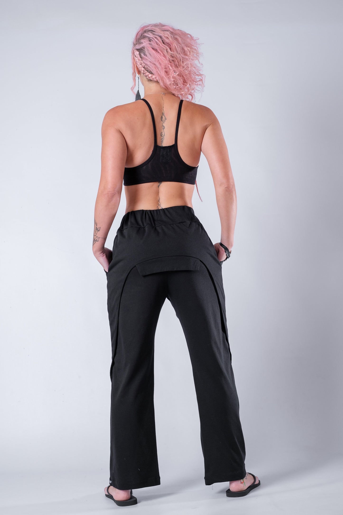 Straight Pants With Overlay Skirt