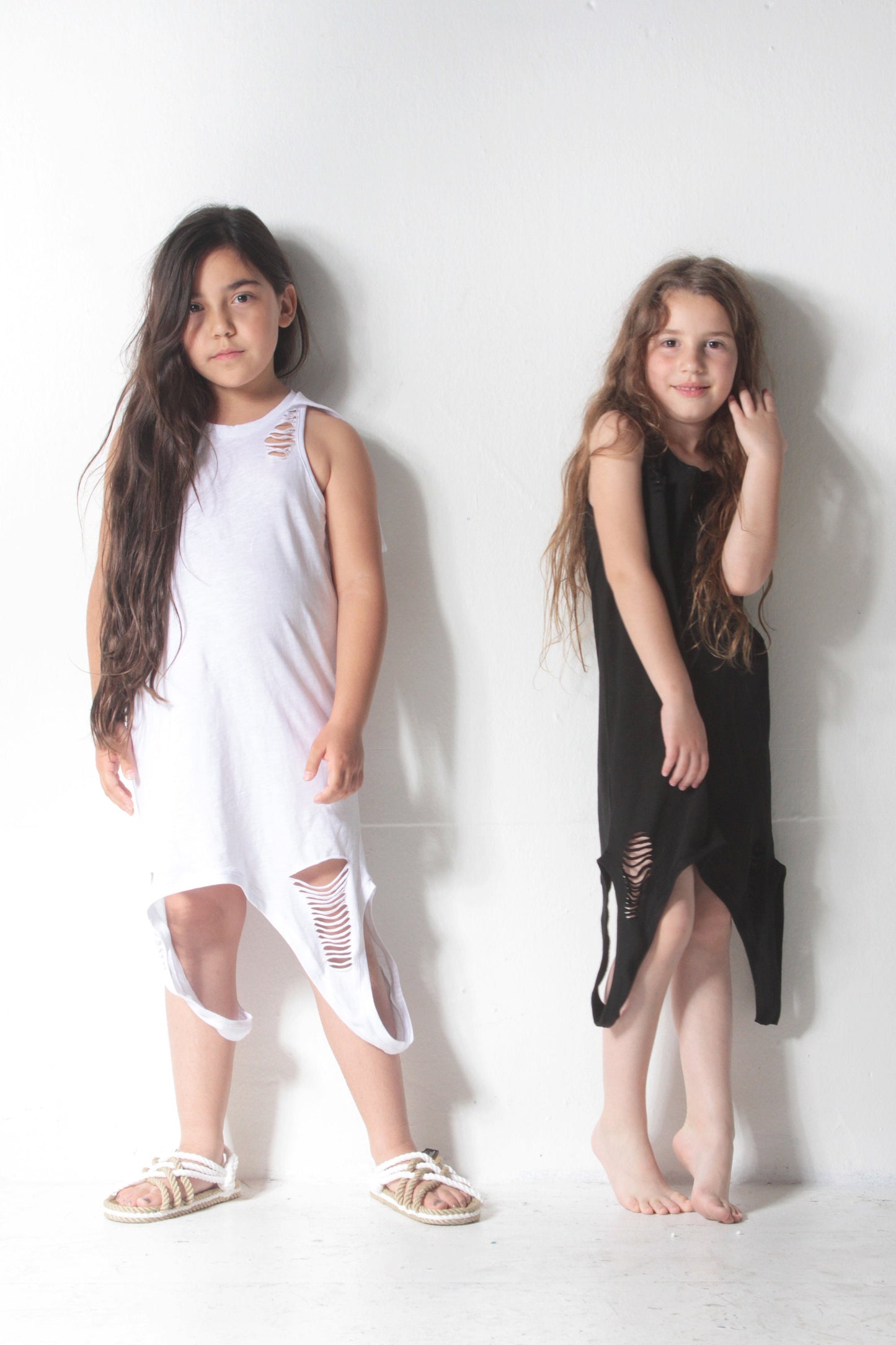 Girls Cotton Asymmetric Tank Dress With Hood