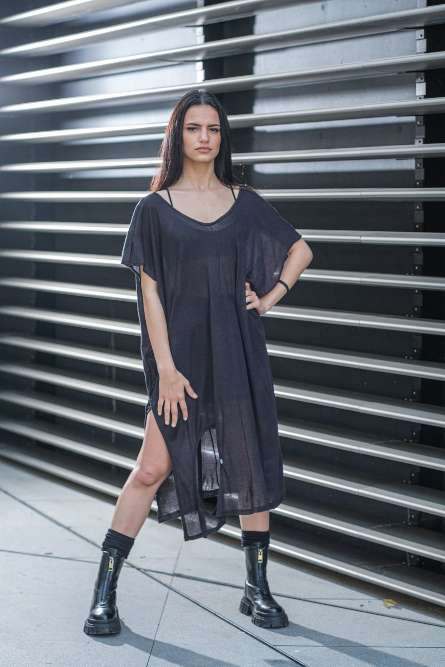 Women's Black Oversized Long Tunic
