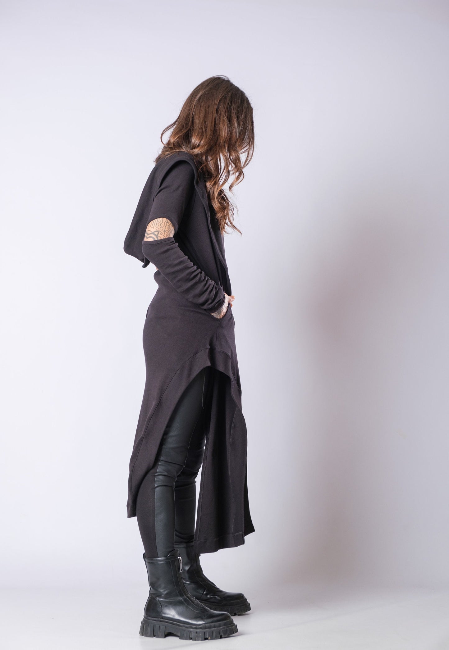New Long Hooded Asymmetric Cardigan