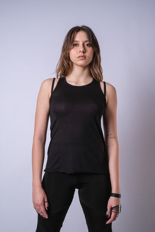 Black Sleeveless Straps Top