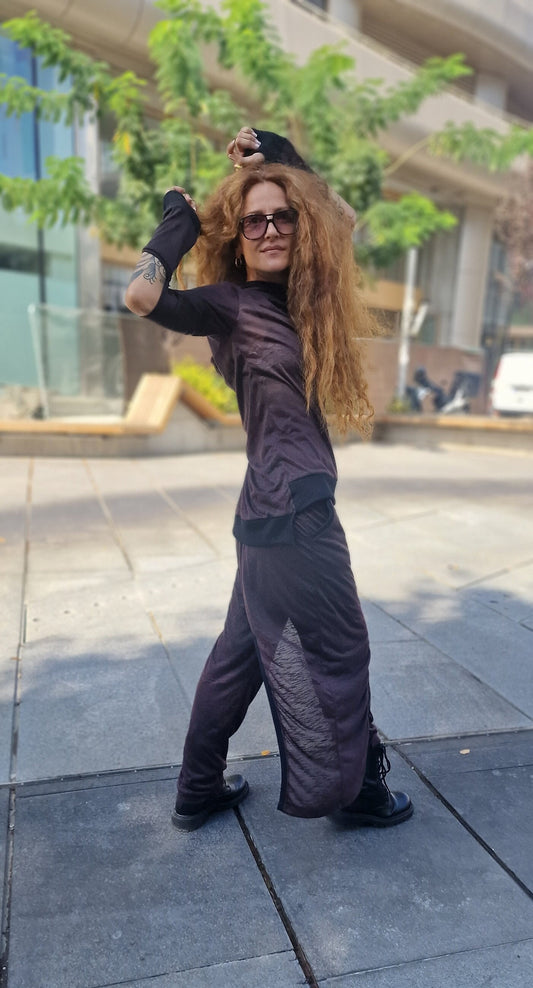 New Asymmetric Cotton Sweatshirt Hoodie With Split Sleeves and Thumbholes