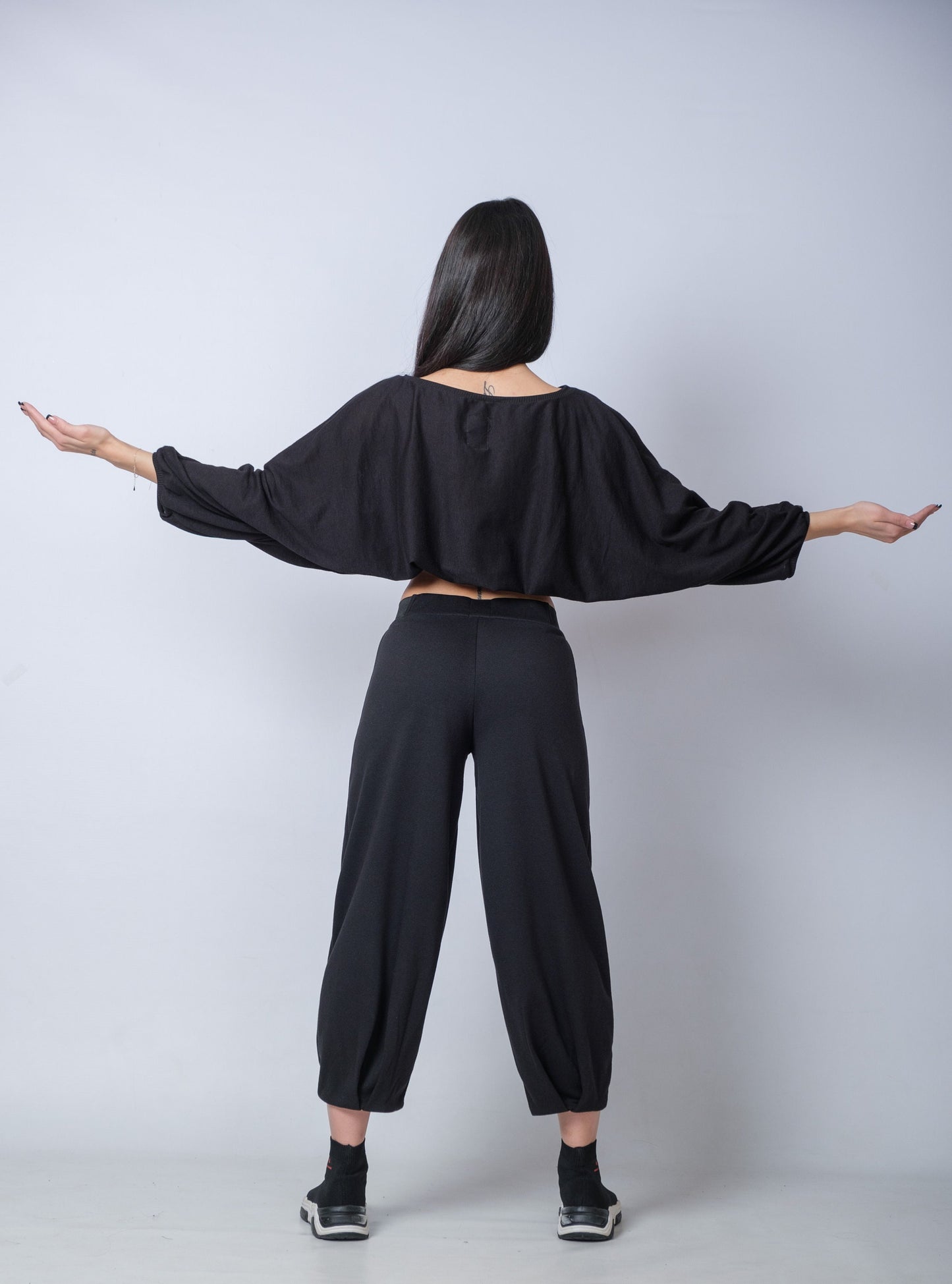 Balloon Sleeve Off The Shoulder Cotton Blouse