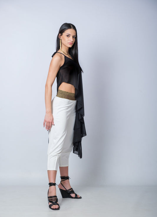 One Shoulder Asymmetric Black Tunic