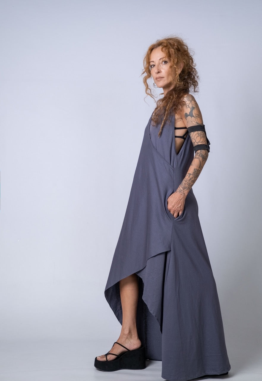 Moving Meditation: Dark Gray A-Line Maxi