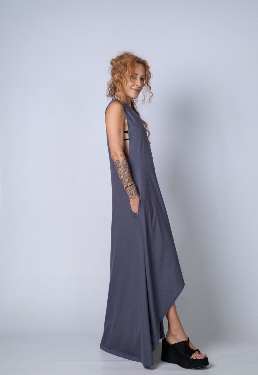 Moving Meditation: Dark Gray A-Line Maxi