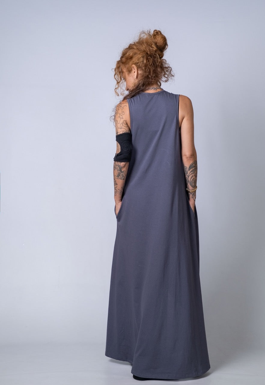 Moving Meditation: Dark Gray A-Line Maxi