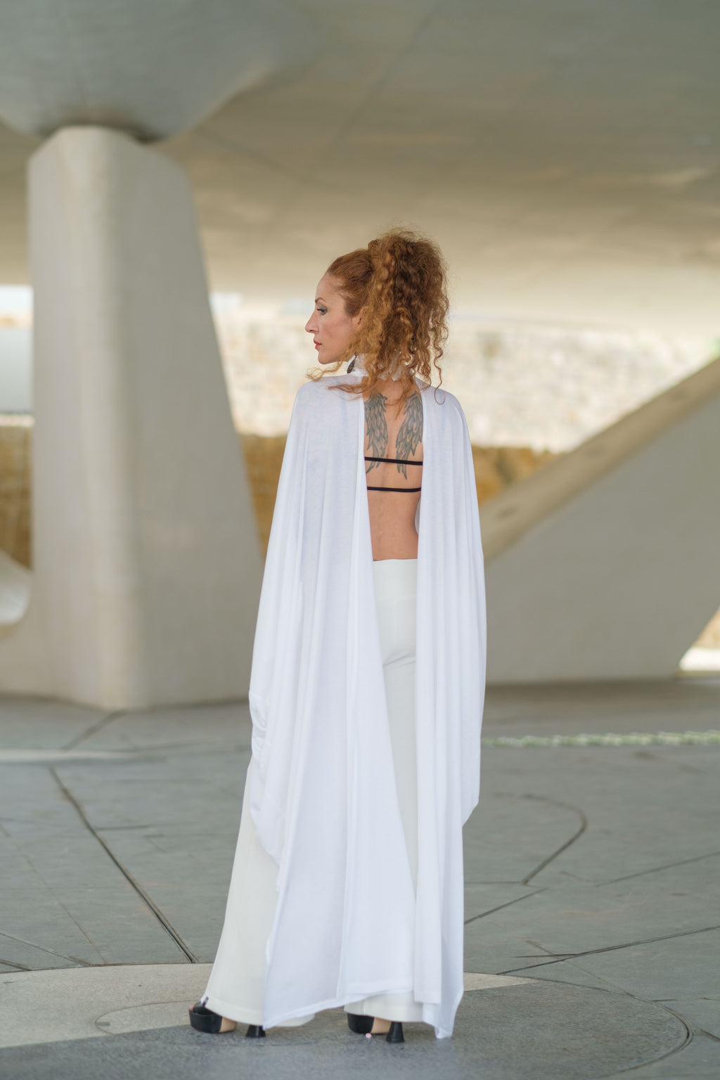 White Sheer Cape Tunic
