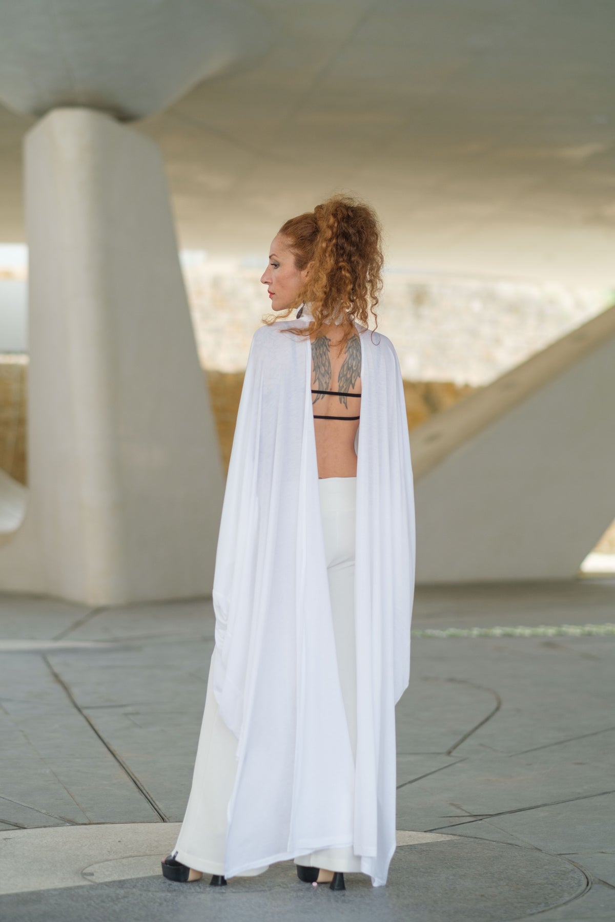 White Sheer Cape Tunic