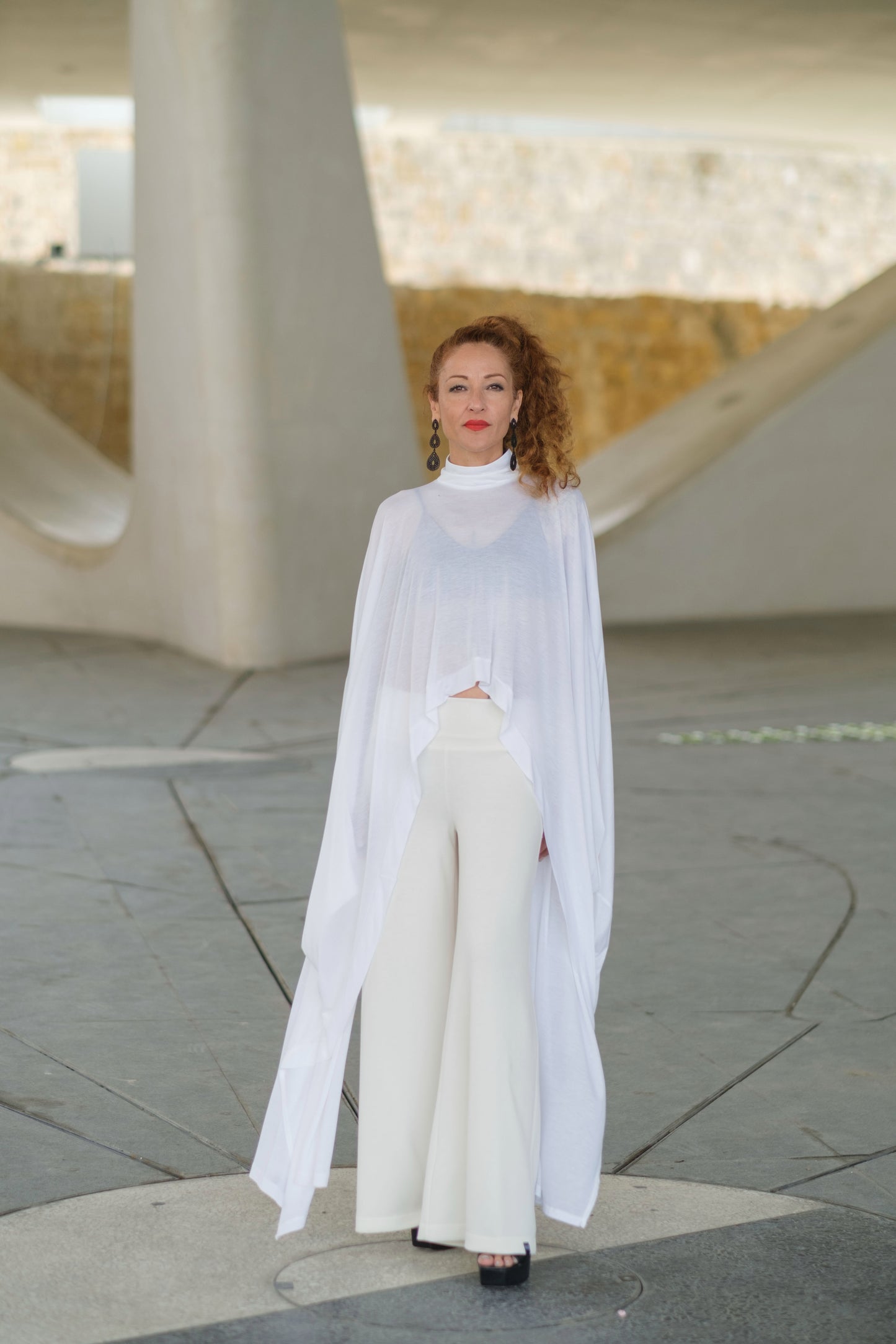 Extravagant White Sheer Cape Tunic