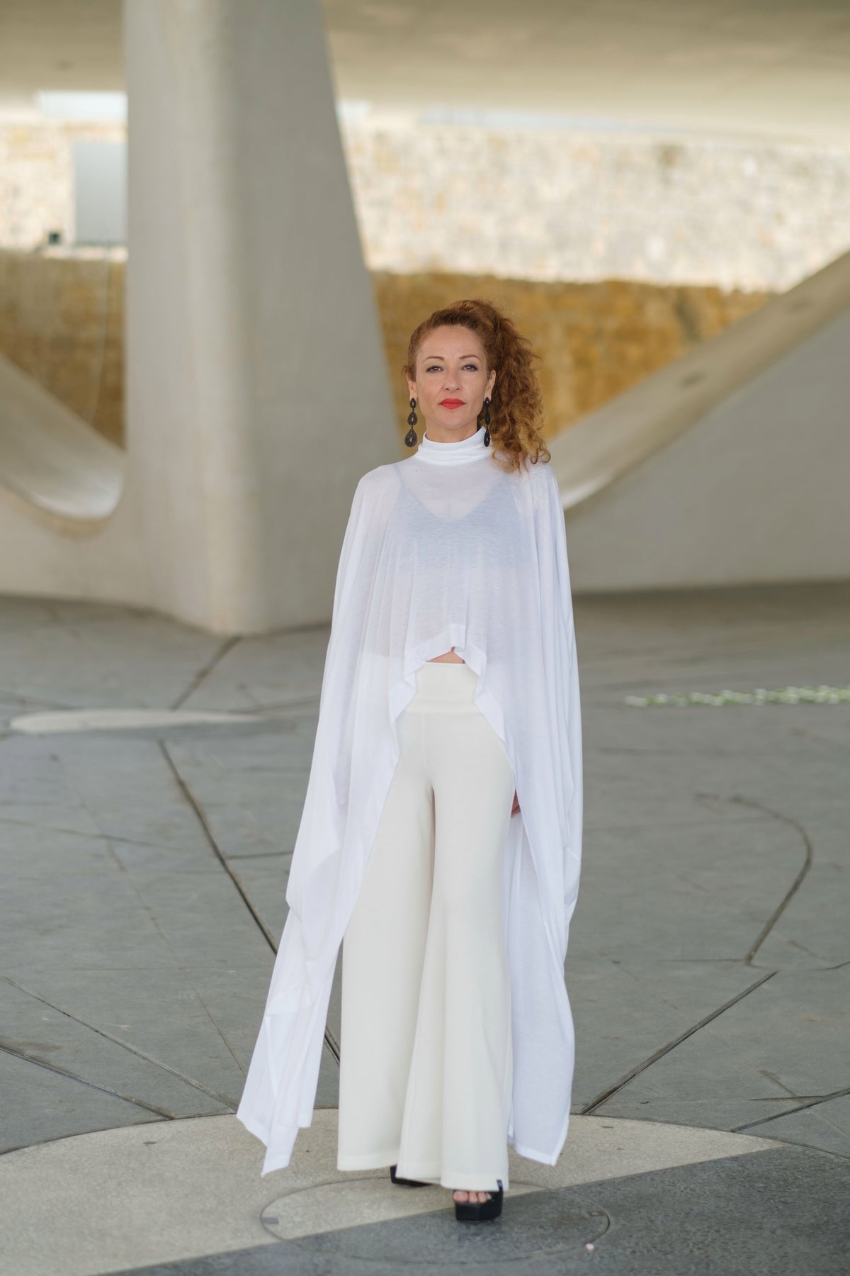 White Sheer Cape Tunic