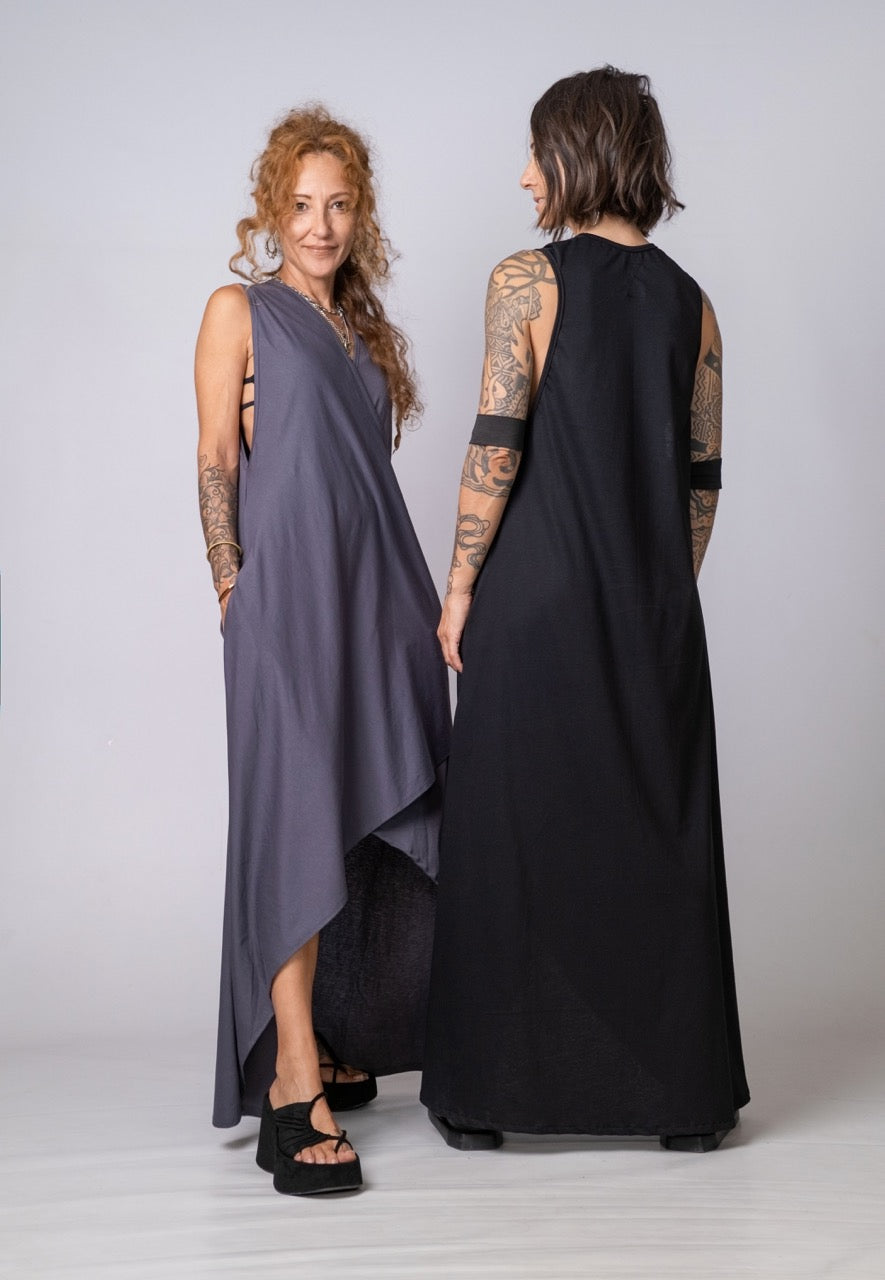 Moving Meditation: Dark Gray A-Line Maxi