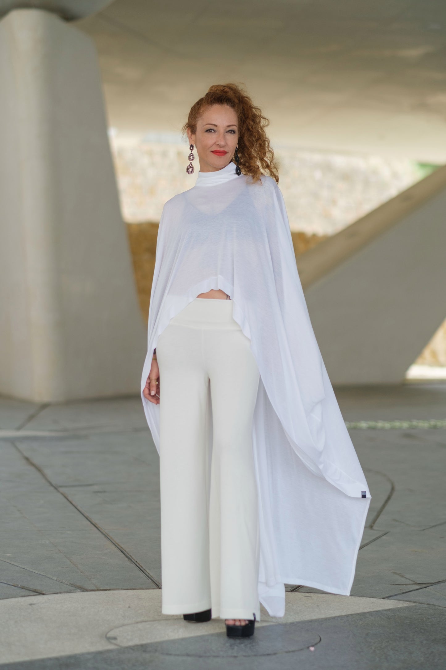 Extravagant White Sheer Cape Tunic
