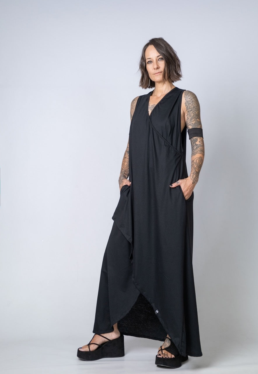 Moving Meditation: Black A-Line Maxi