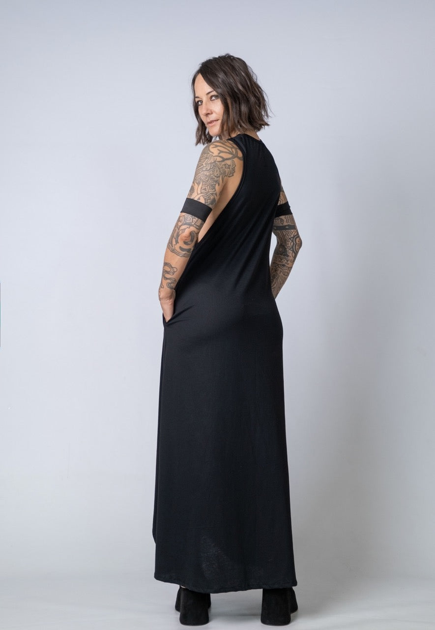 Moving Meditation: Black A-Line Maxi