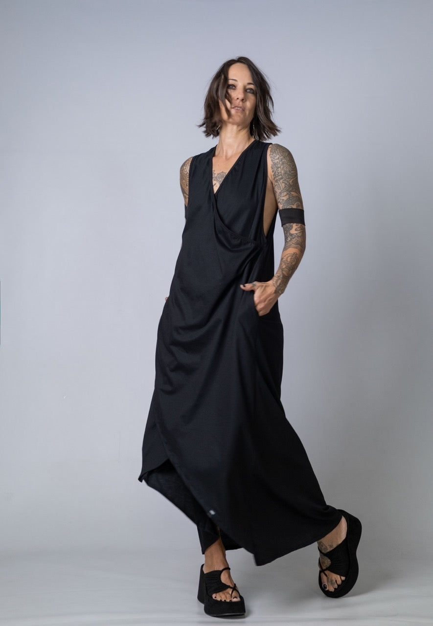 Moving Meditation: Black A-Line Maxi