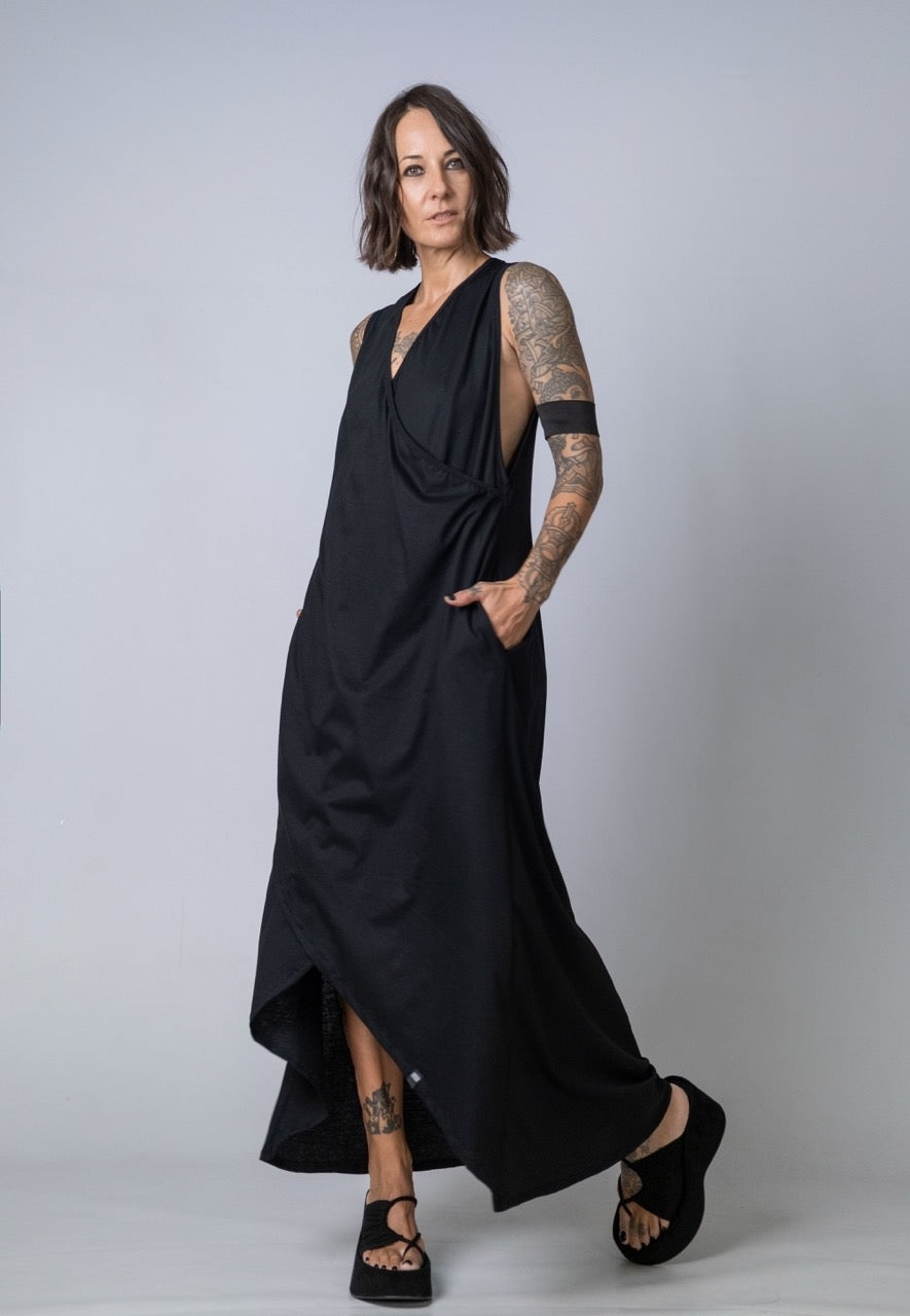 Moving Meditation: Black A-Line Maxi