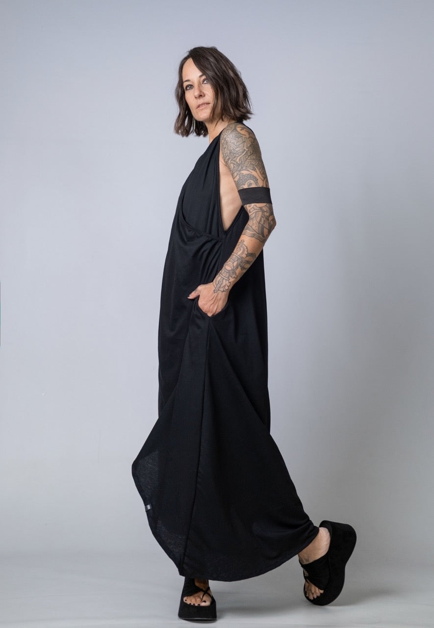 Moving Meditation: Black A-Line Maxi