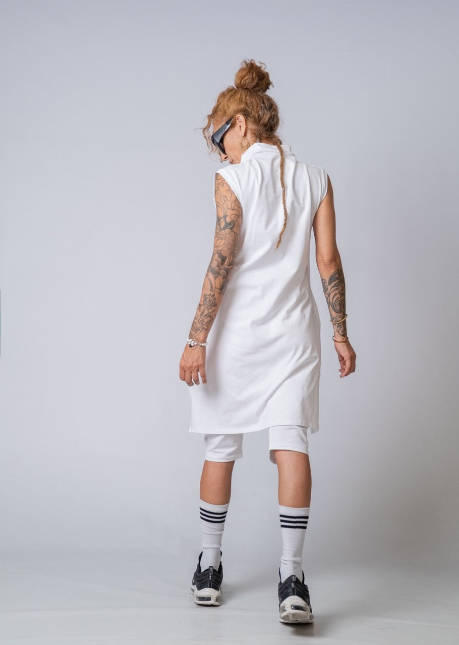 Moving Meditation: White Drape Shorts