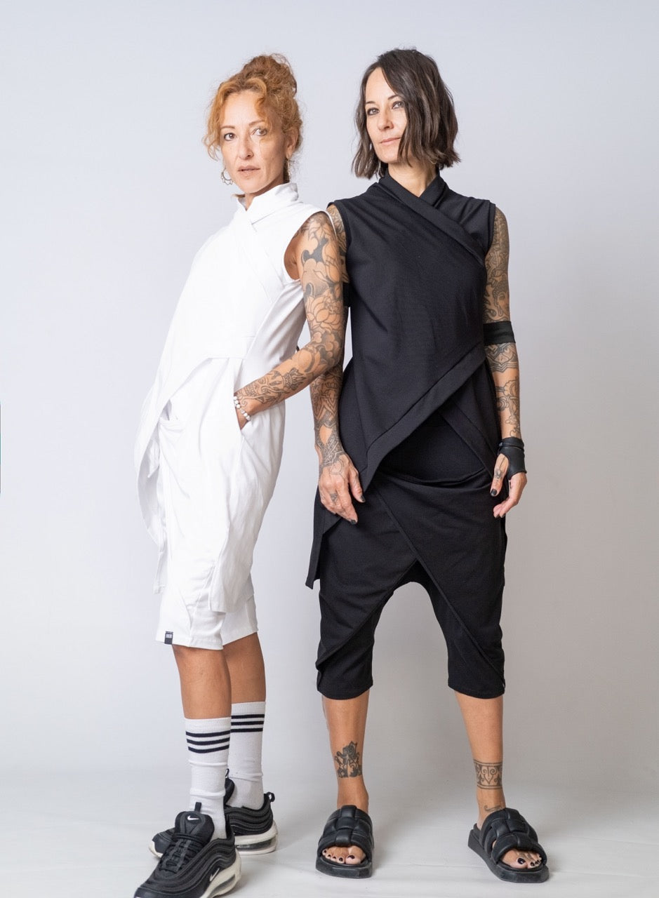 Moving Meditation: White Drape Shorts