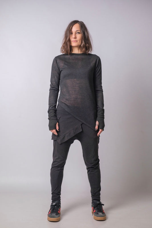Soft Rebellion Semi Sheer Asymmetrical Longsleeve