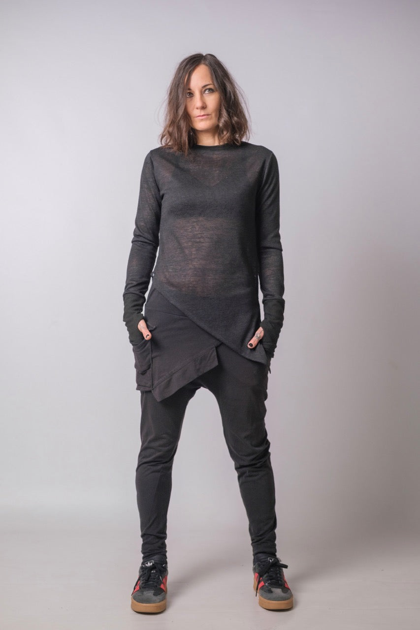 Soft Rebellion Semi Sheer Asymmetrical Longsleeve
