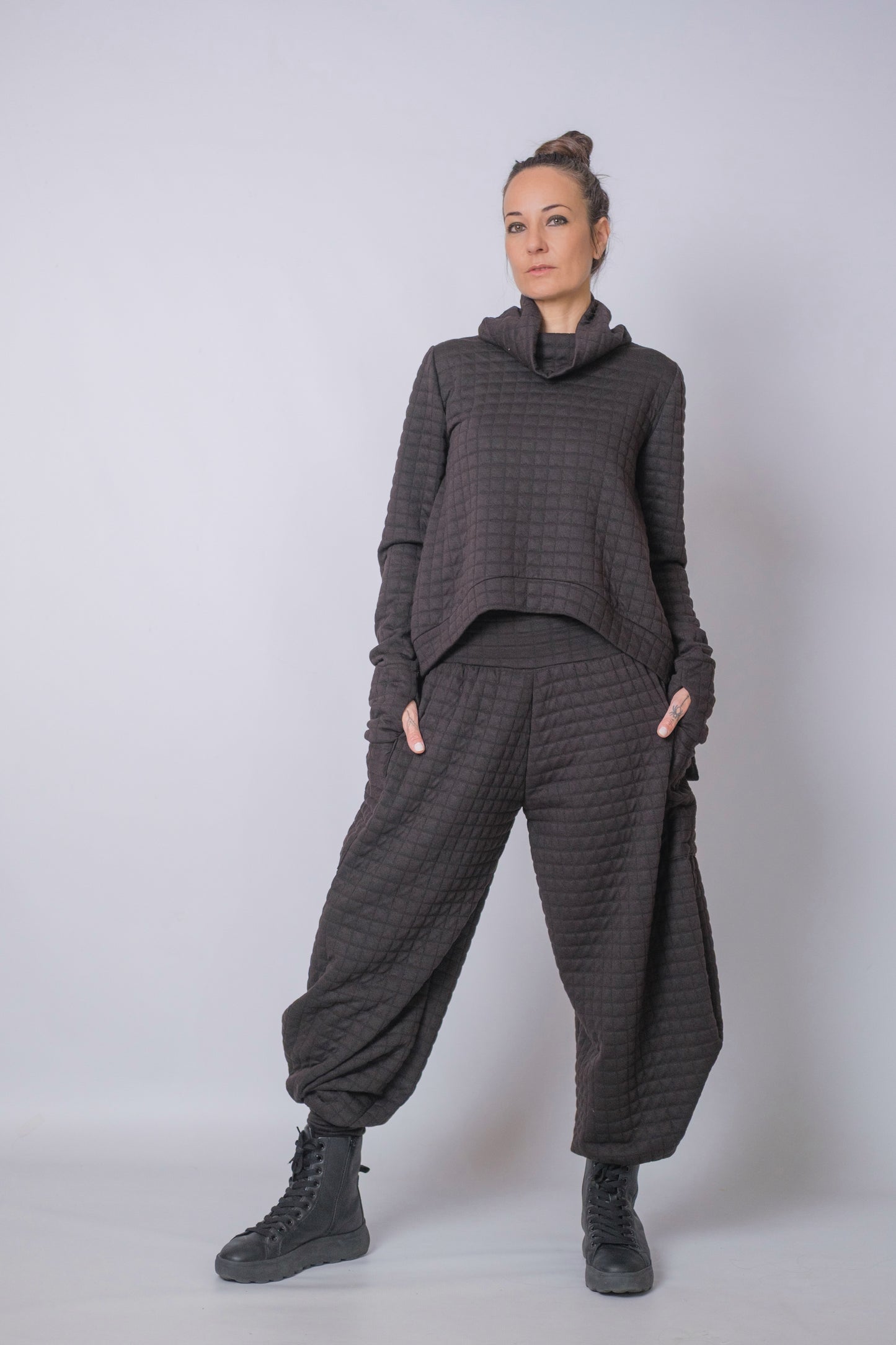 The Grid Funnel Neck Top