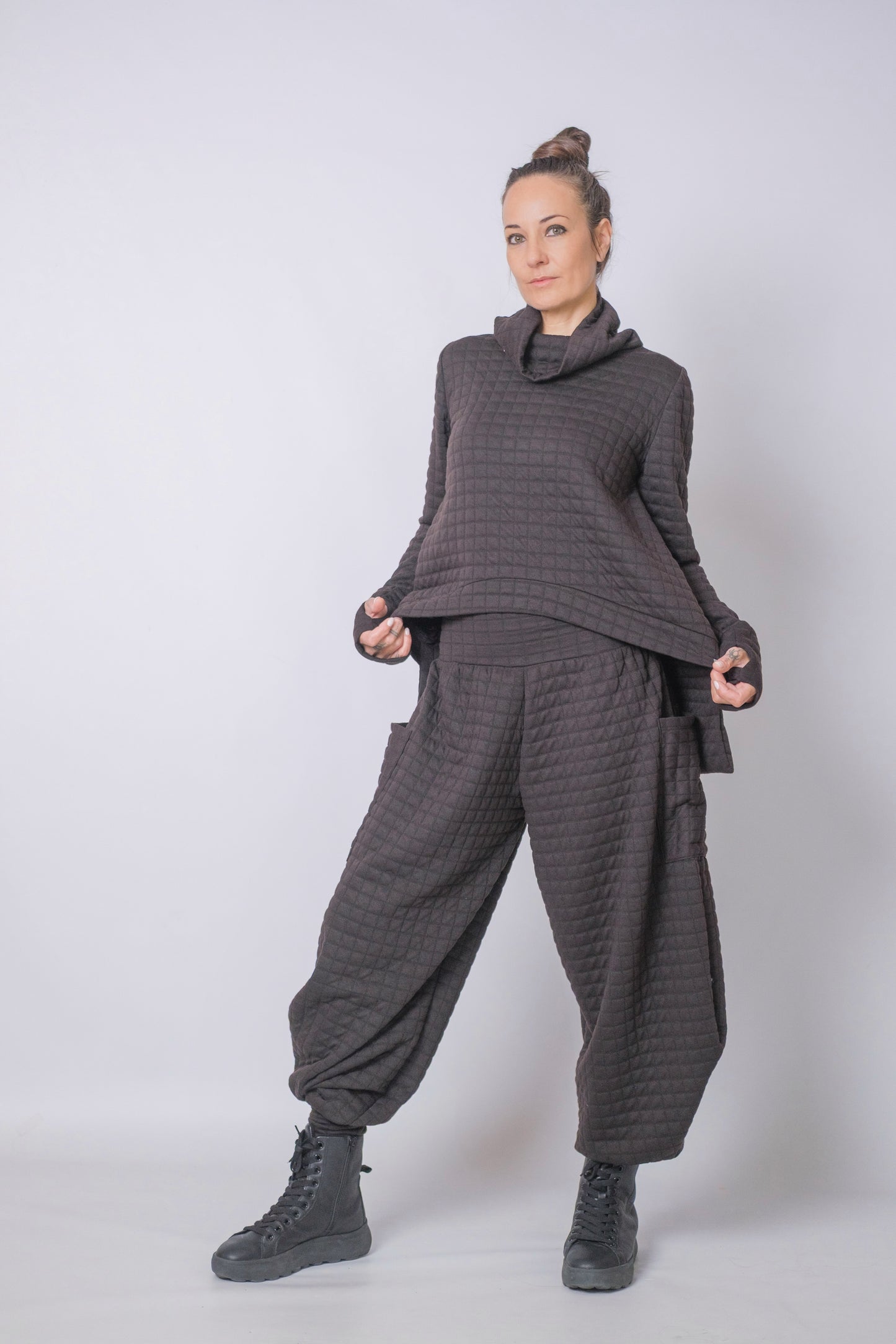 The Grid Funnel Neck Top