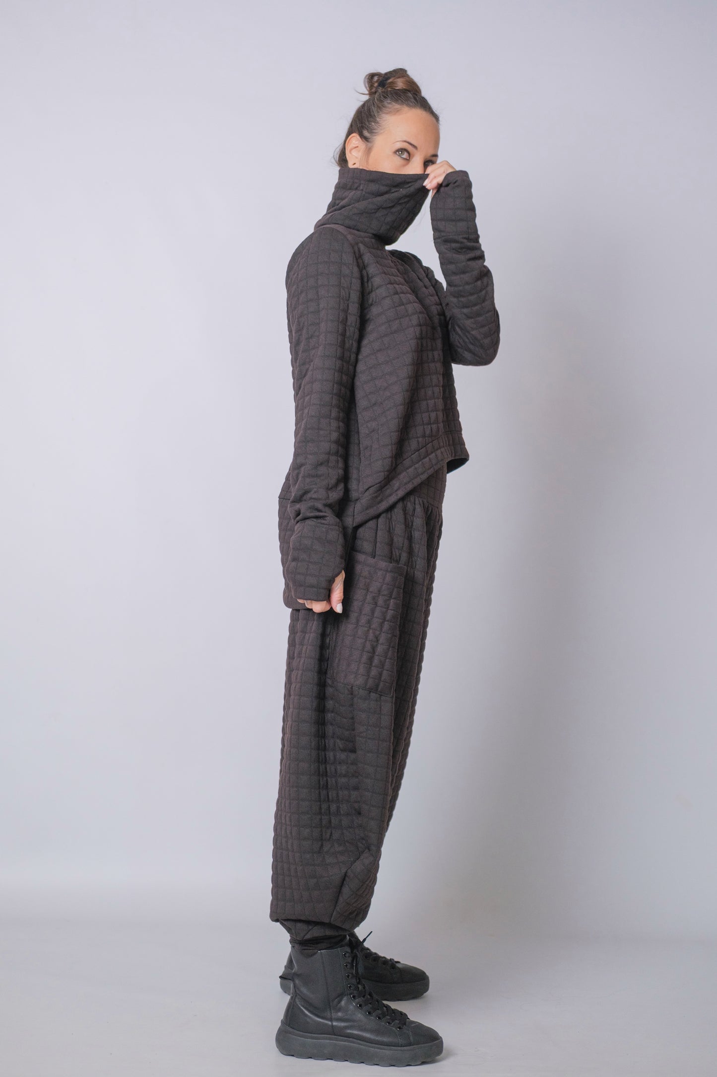 The Grid Funnel Neck Top