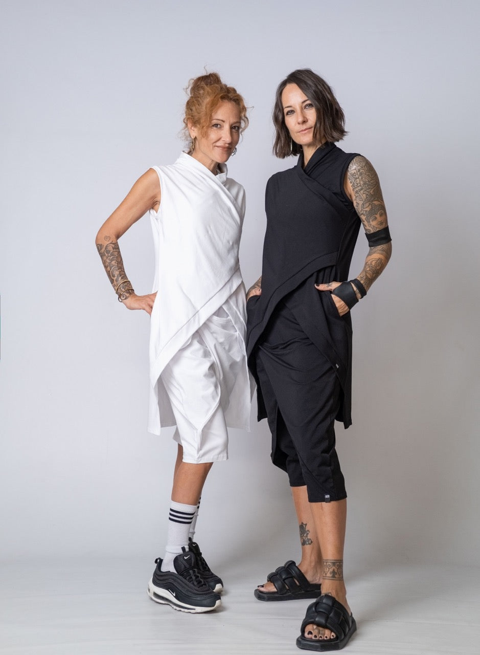 Moving Meditation: White Drape Shorts