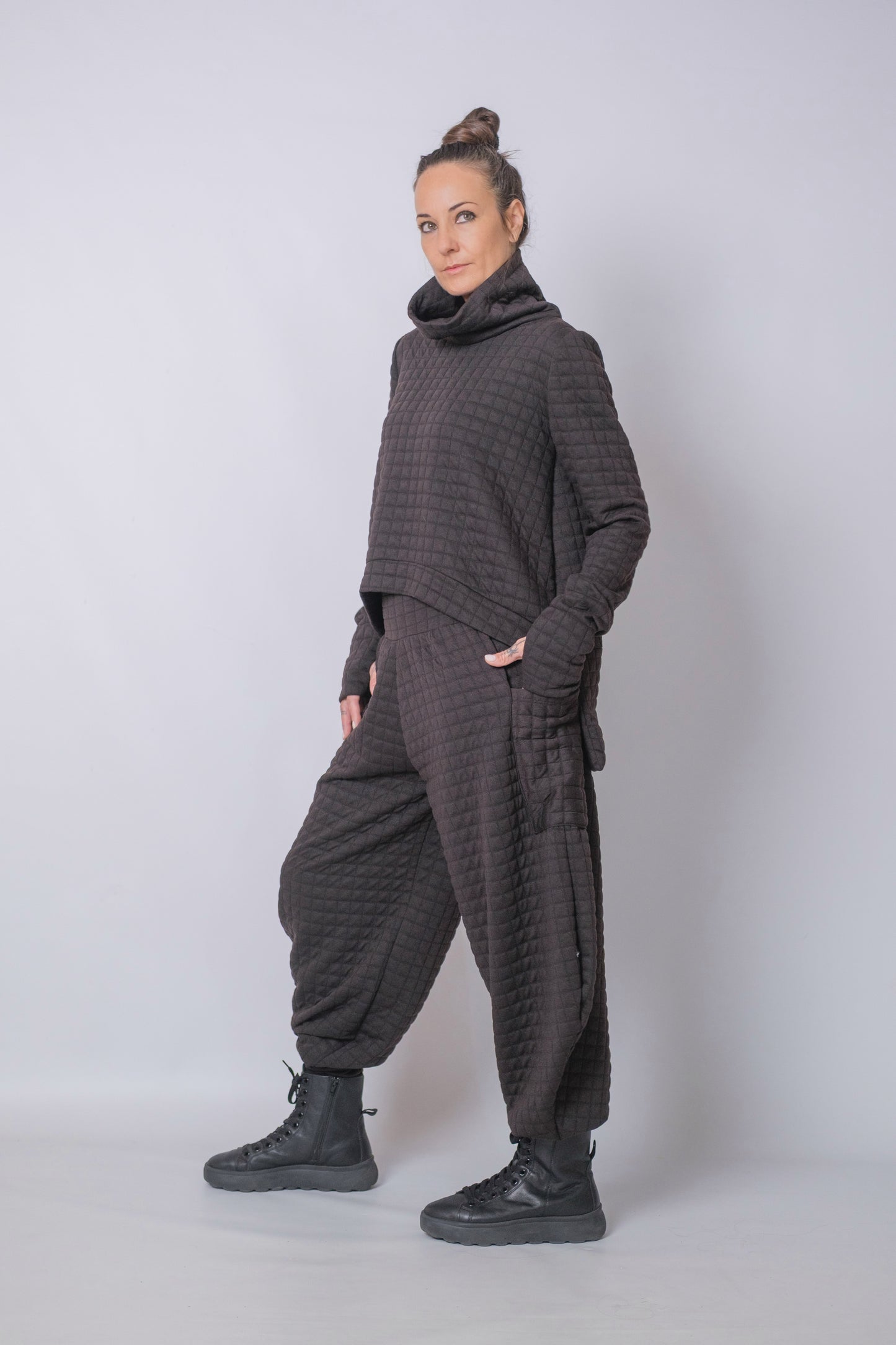 The Grid Funnel Neck Top