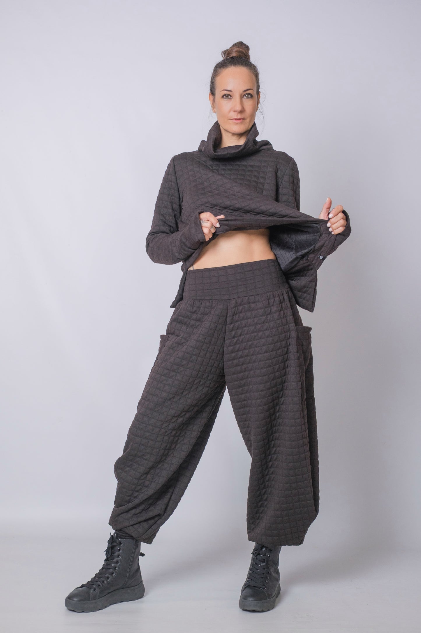 The Grid Funnel Neck Top