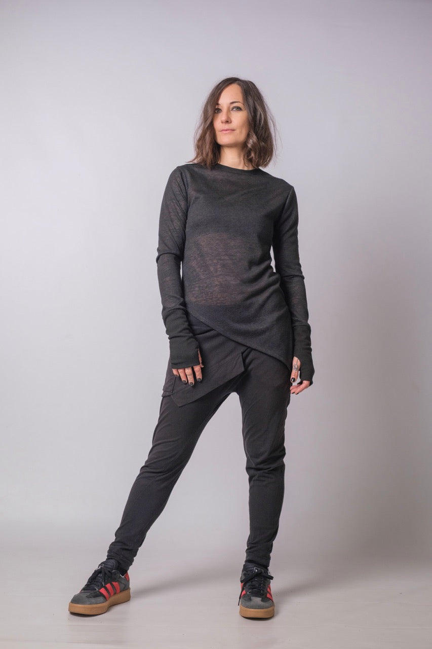 Soft Rebellion Semi Sheer Asymmetrical Longsleeve