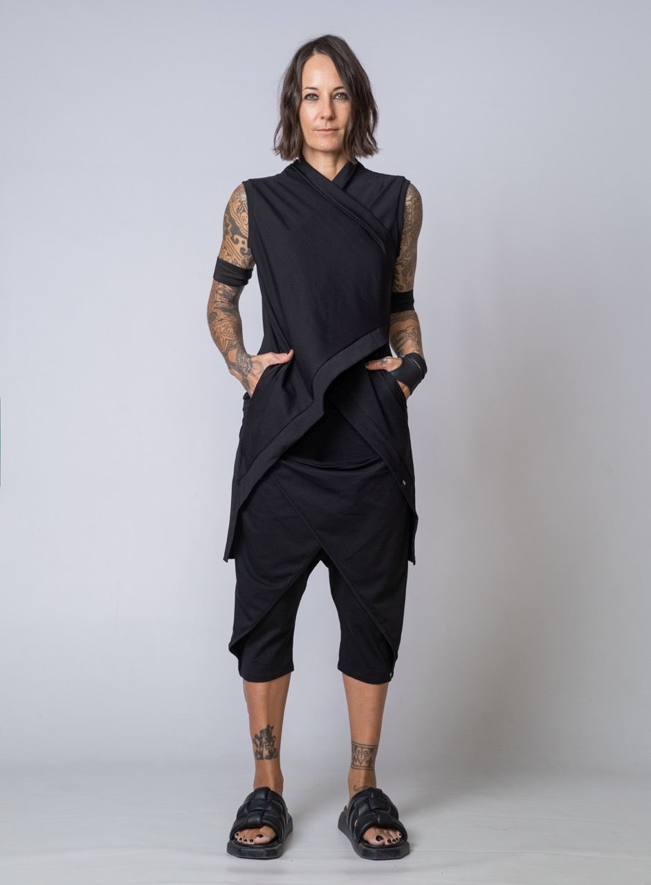 Moving Meditation: Black Drape Shorts