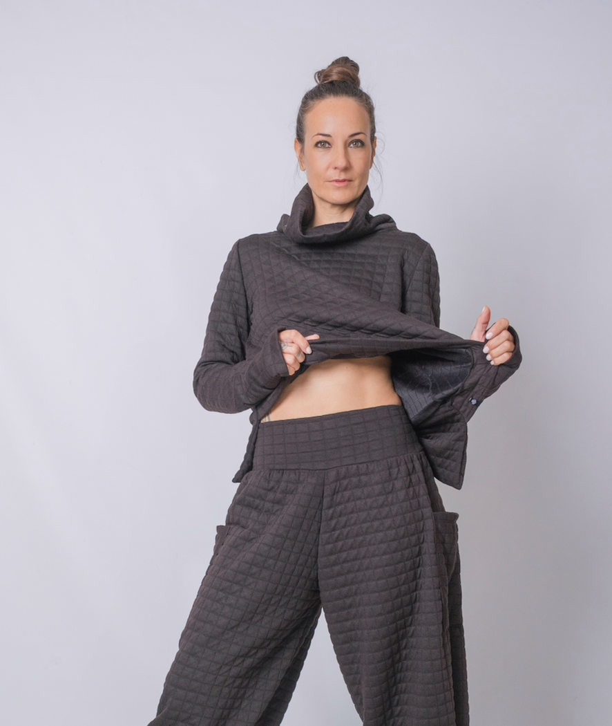 The Grid Funnel Neck Top