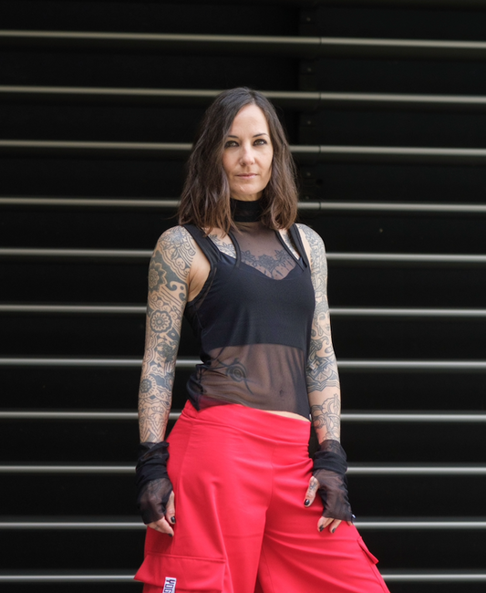 The Second Skin Mesh Top in Black