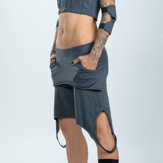 Asymmetric Cargo Capri Pants